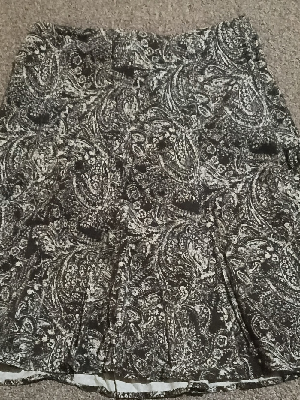 Brown and White Paisley A-Line Skirt